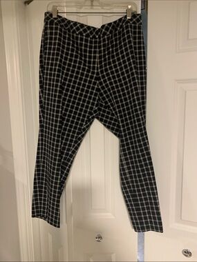 Women’s Black Windowpane Plaid Dress Pants